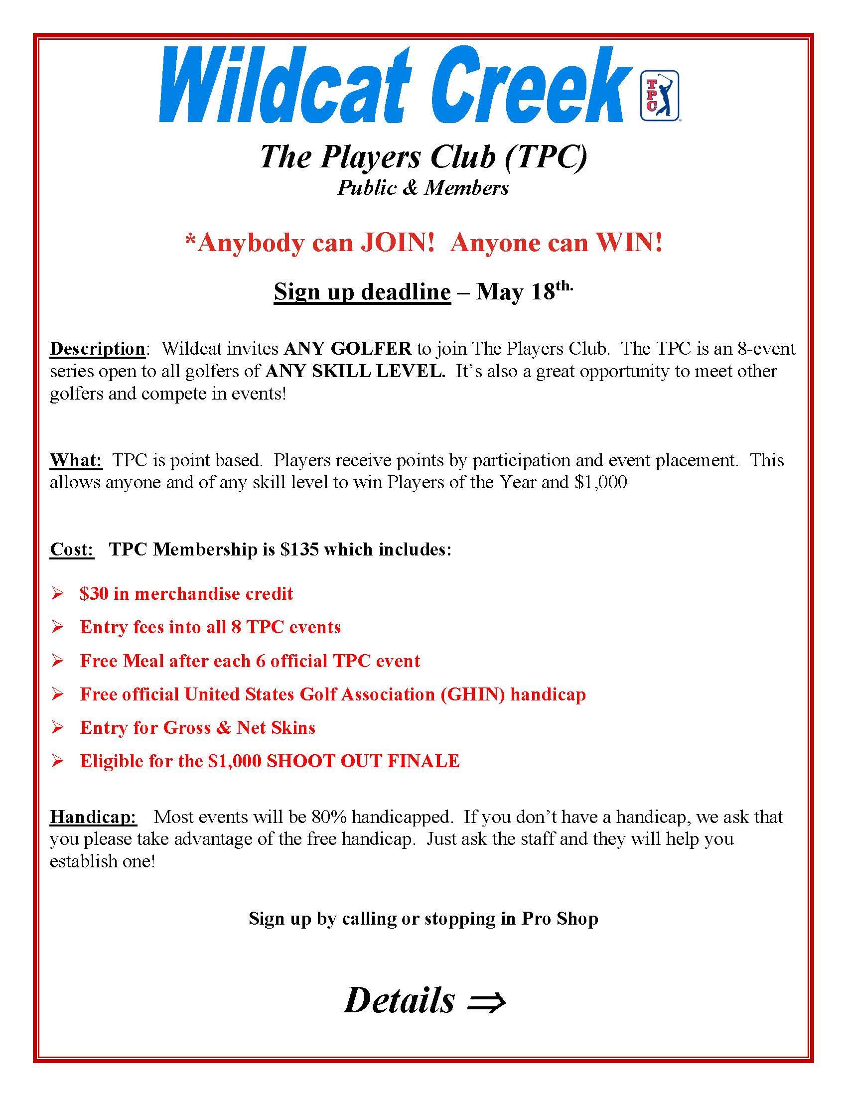 New price Tournaments Players Club 2023